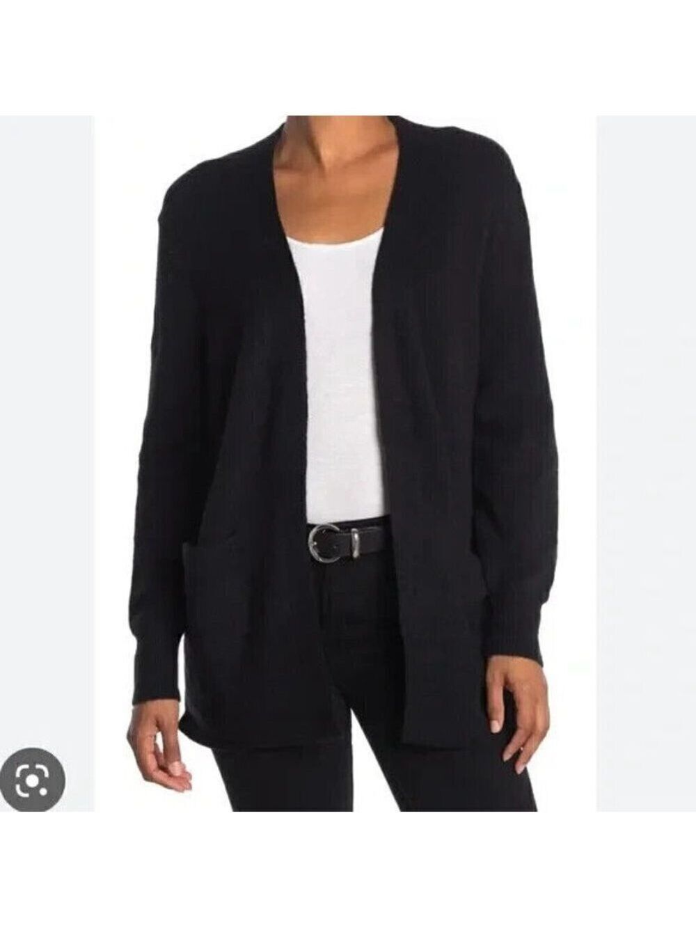 MADEWELL womens sz Small black cardigan sweater front patch pockets